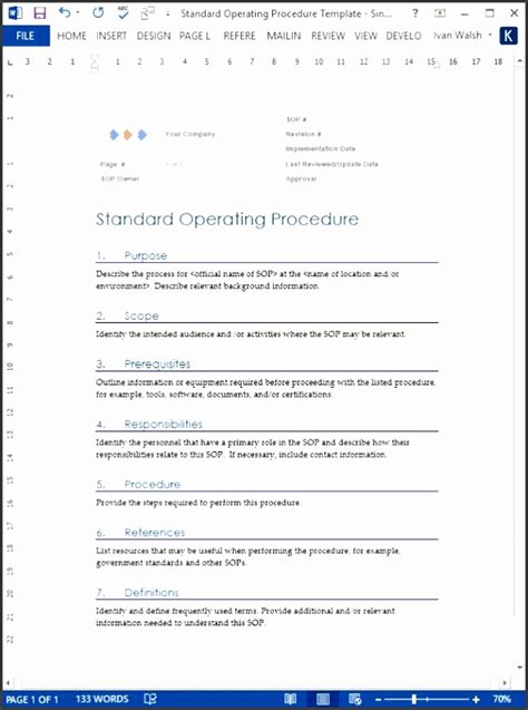 4 Standard Operating Procedure In Ms Word