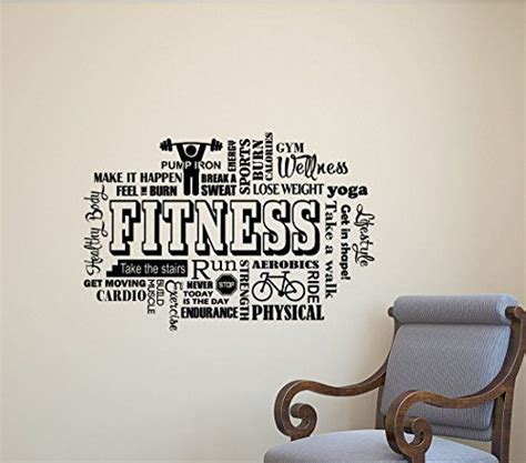 Fitness Wall Decal Gym Word Cloud Workout Motivational Inspirational
