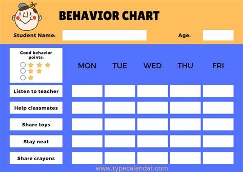 Free Printable Behavior Chart Templates For Kids Pdf Word Excel