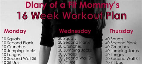 Full week workout plan for muscle gain at home with dumbbells is simple but very effective to help you gain muscle! 16 Week No Gym Home Workout Plan - Diary of a Fit Mommy