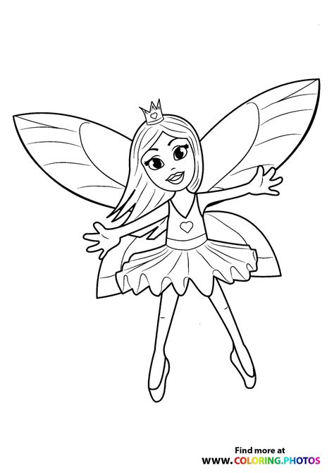 Fairy Ballerina With A Crown Coloring Pages For Kids