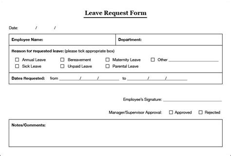 simple leaves application form template excel template