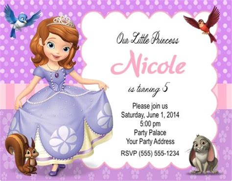 This beautiful sofia the first cake features a two tiered castle cake decorated with fondant and a fondant princess sofia. Princess sofia Birthday Invitation Template | wmmfitness.com