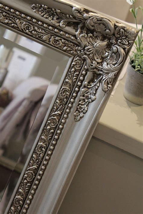 After Hand Painted Mirror In Autentico Metallic Silver With Dark Brown