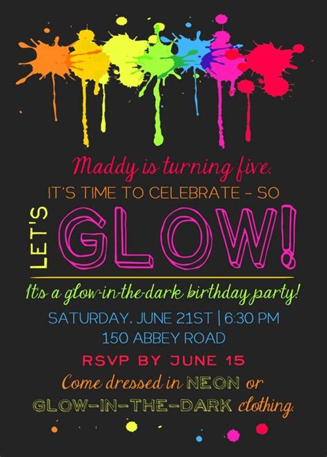 Black Light Party Invitations Free