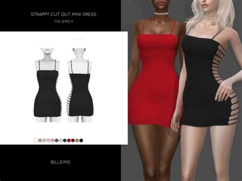 The Sims Resource Strappy Cut Out Mini Dress By Bill Sims Sims 4