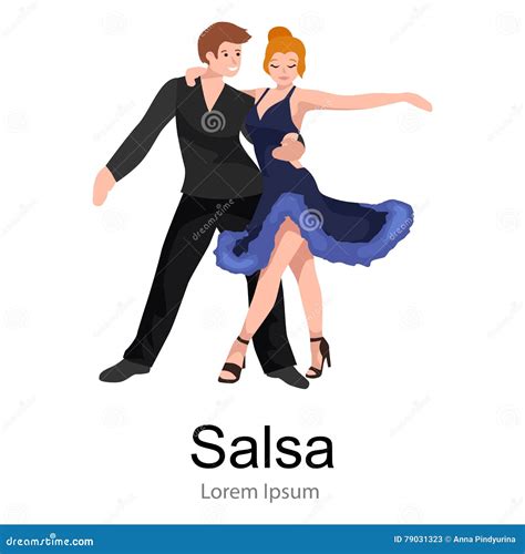 Happy Salsa Dancers Couple On White Icon Pictogram Man And Woman In