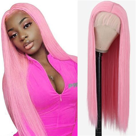 pink straight lace front wigs pre plucked 13x4 lace wig 100 human hai hairinbeauty
