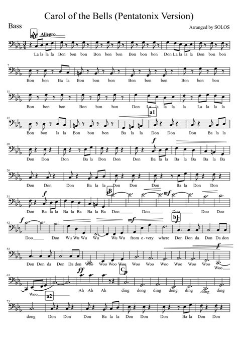 Carols of the bells ring christmas bells mykola leontovich. Carol-Bass | MuseScore | Cello sheet music, Carole, Carol ...