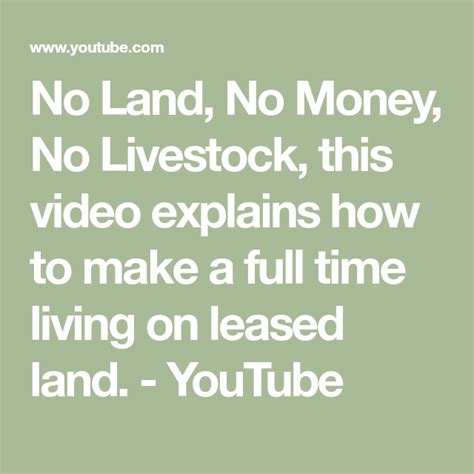 No Land No Money No Livestock This Video Explains How To Make A Full