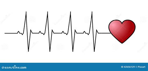 Heart Beat Line Red Healthy Pulse Trace Electrocardiogram Or Ecg