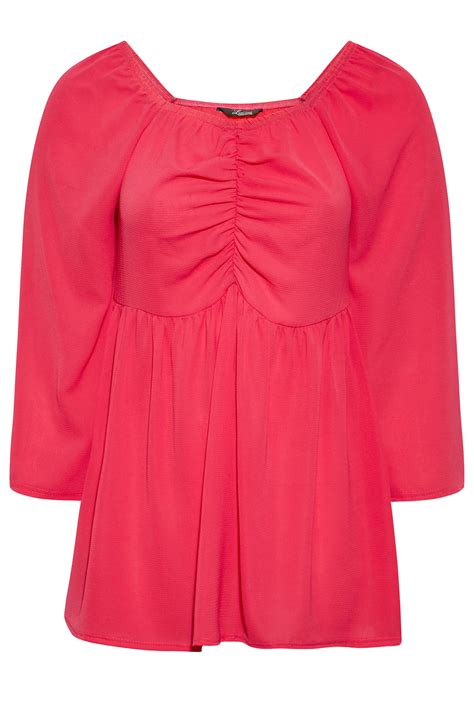 Limited Collection Plus Size Hot Pink Ruched Blouse Yours Clothing