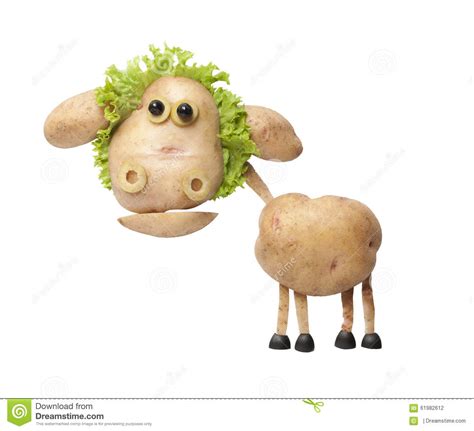 Funny Sheep Made Of Potatoes And Salad Stock Photo Image
