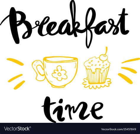 Breakfast Time Calligraphy Royalty Free Vector Image