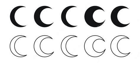 Premium Vector Crescent Moon Vector Illustration Different Shapes Of