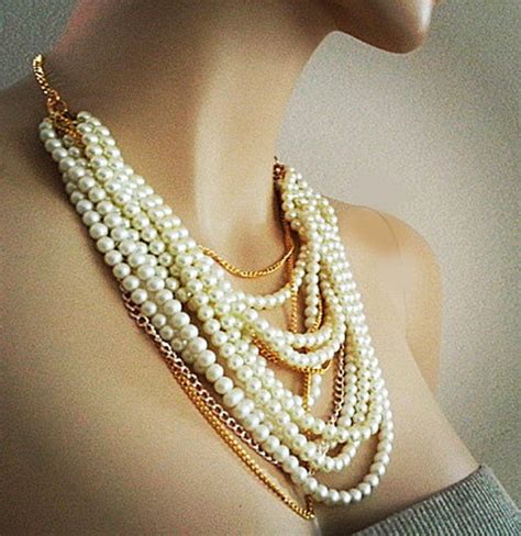 Items Similar To Layered Pearl Necklace Wedding Pearl Necklace Bridal