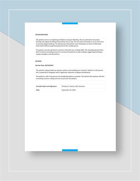 Dental Treatment Plan Template in Pages, Word, Google Docs - Download