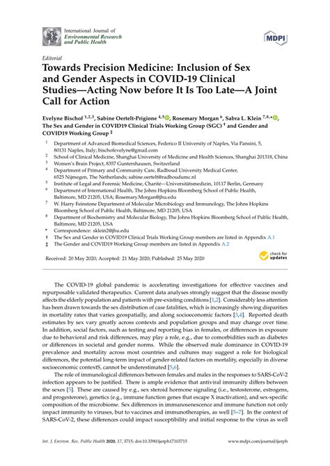 Pdf Towards Precision Medicine Inclusion Of Sex And Gender Aspects