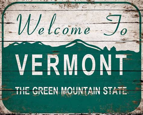 Vermont Welcome Sign Canvas On Wood Sign Signage Wooden Green Etsy