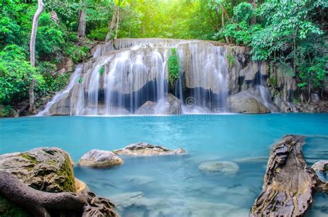 Deep Forest Waterfall At Erawan Waterfall Beautiful Waterfall With