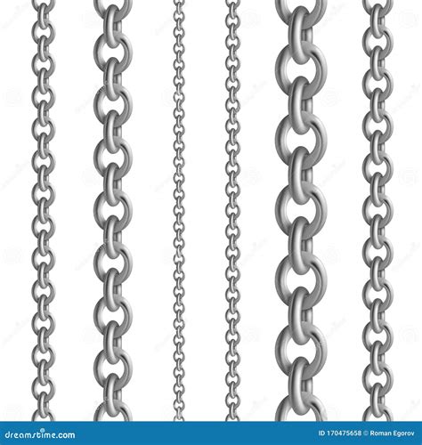 Metal Seamless Chain Collections Iron Steel Or Silver Chains Set Stock
