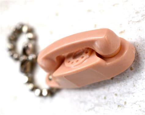 NOS Princess Phone Keychain Beige Nude Pink Plastic Rotary Telephone