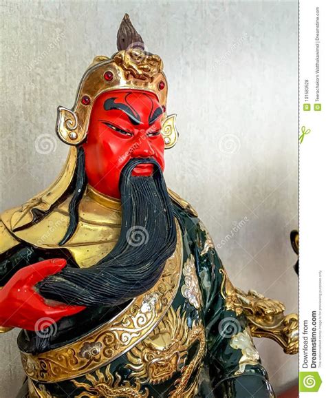 Statuette Of The Legendary Chinese Kuan Yu God Of War Stock Photo