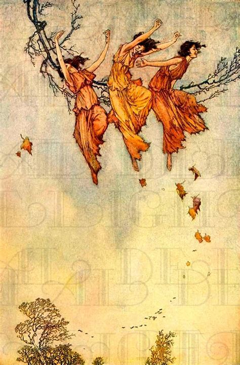 Art Nouveau Autumn Leaves Ladies Vintage Autumn Illustration Etsy