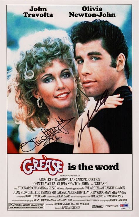 John Travolta And Olivia Newton John Signed Grease 11x17 Movie Poster Psa