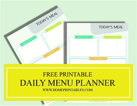 Use Our Free Daily Menu Planner Home Printables