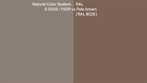 Natural Color System S 5005 Y50r Vs Ral Pale Brown Ral 8025 Side By