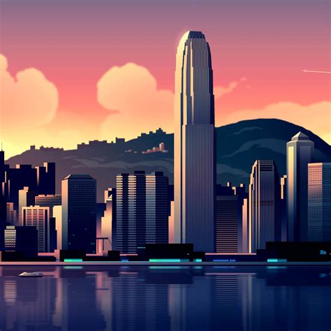 Hong Kong Wallpaper 4k Illustration Cityscape Sunset