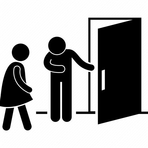 Door Gentleman Invite Inviting Man Opening Welcome Icon
