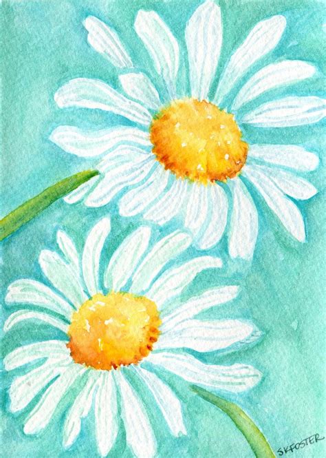 Shasta Daisies Watercolor Daisy Painting Original Daisies On