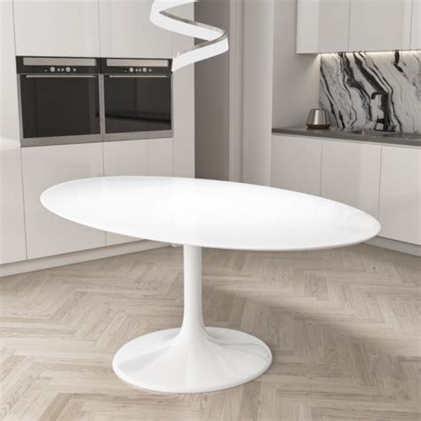 White Tulip Oval 170cm Dining Table In Gloss Seats 6 Aura