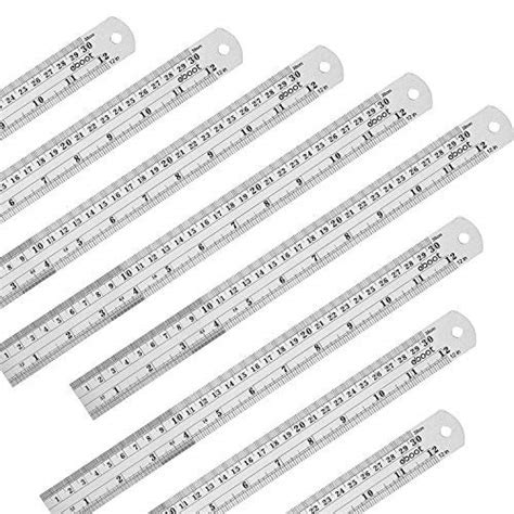 Eboot Stainless Steel Ruler Metal School Student Rulers With Conversion