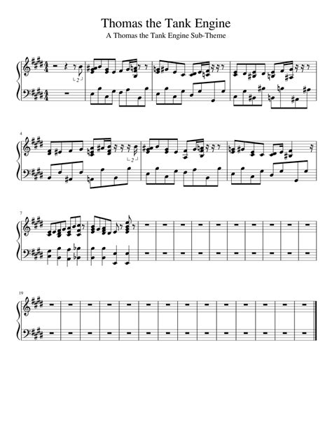 Thomas And Friends Theme Sheet Music For Piano Solo