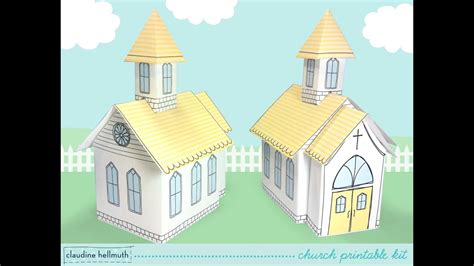 Make A Paper Church Printable Kit Favor Box And Table Centerpiece