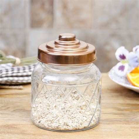 Glass Copper Kitchen Storage Jar With Lid By Dibor