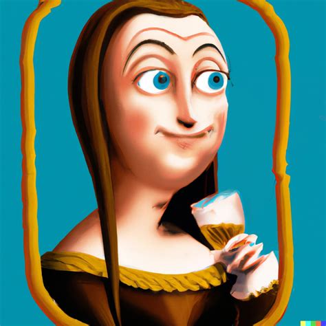 Mona Lisa In The Style Of Walt Disney Drinking A Beer Dall·e 2 Openart