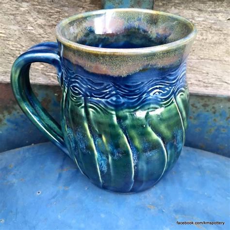 Ounce Hand Carved Textured Wave Mug Wheelthrown Etsy Hand Carved
