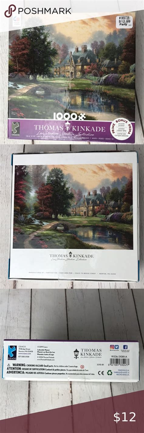 Thomas Kinkade 2019 Lakeside Manor 1000 Piece Puzzle W Bonus Poster
