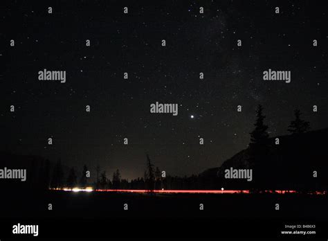 Dark Starry Skies In Jasper National Park Alberta Stock Photo Alamy