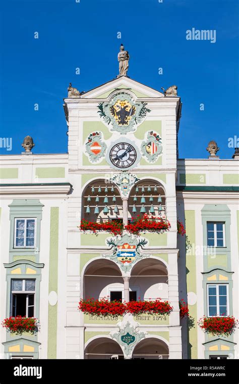 Decorative Facade Of Gmundens Town Hall Rathaus Gmunden