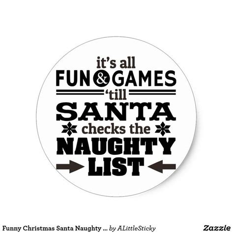funny christmas santa naughty list sticker zazzle