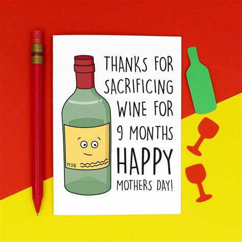 Sacrifice Wine Mothers Day Card Mothers Day Puns Mother S Day T Card Mothers Day Cards