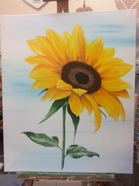 sunflower on canvas painted in acylics #sunflowercanvaspainting | Canvas painting diy