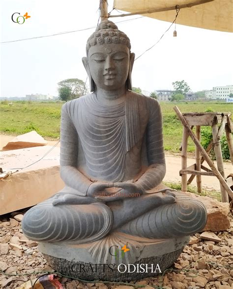Granite Muguni Stone Meditation Statue Of Lord Buddha For Garden 6 Ft