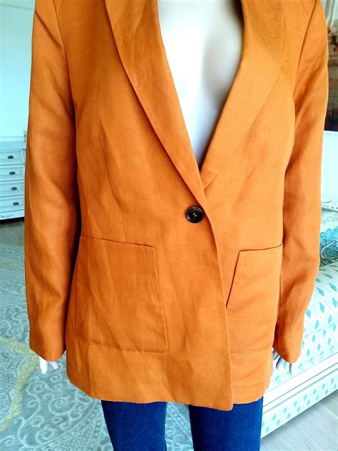Orange Jacket Orange Blazer XL Women S Blazer Women S Etsy Australia