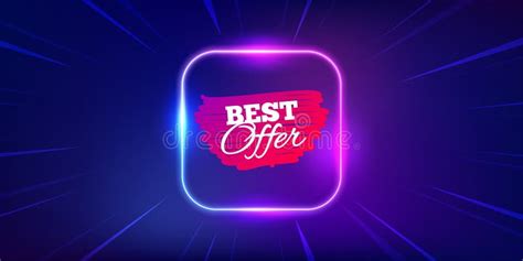 Best Offer Banner Discount Sticker Shape Neon Light Frame Offer